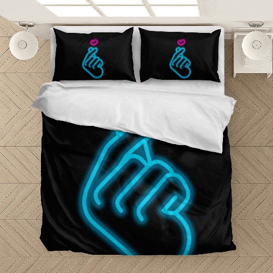 K Pop Hand Symbol Finger Heart Korean Pop Music Bedding Sets