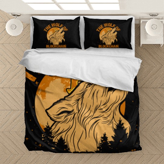 The Wolf Of Blockchain Funny Bitcoin Wall Street Bedding Sets