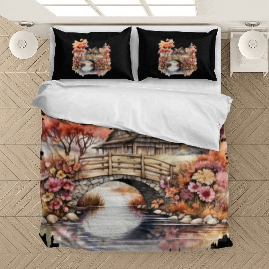 Vintage Wildflower Poster Green Botanical Wall Art Bedding Sets