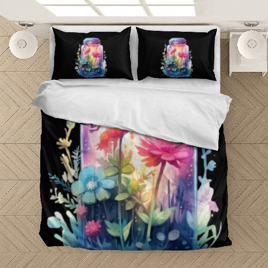 Vintage Wildflower Poster Green Botanical Wall Art Bedding Sets