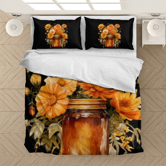 Vintage Wildflower Poster Green Botanical Wall Art Bedding Sets