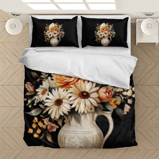 Vintage Wildflower Poster Green Botanical Wall Art Bedding Sets