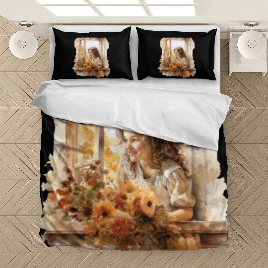 Vintage Wildflower Poster Green Botanical Wall Art Bedding Sets