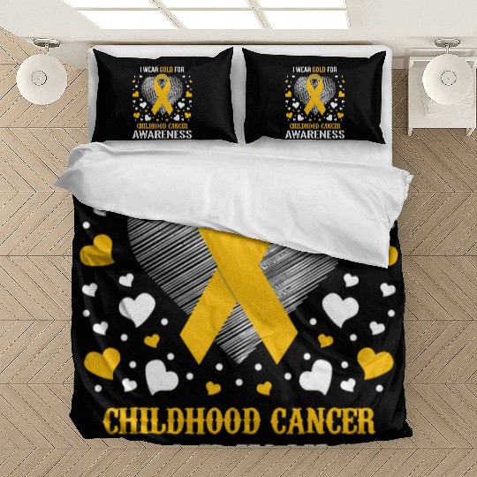 I Wear Childhood Cancer Awareness Supporter Ribbon Bedding Sets