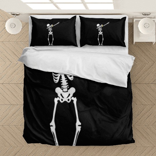 Dabbing Skeleton Playing Volleyball Halloween Bedding Sets