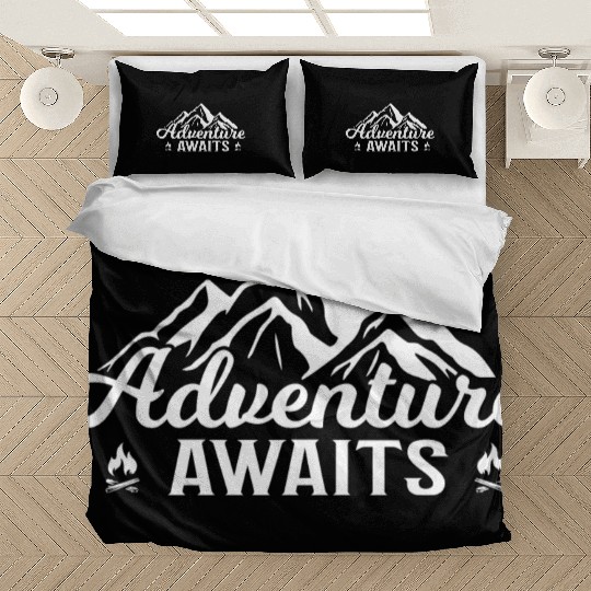 adventure awaits, camping, outdoor etc Bedding Sets