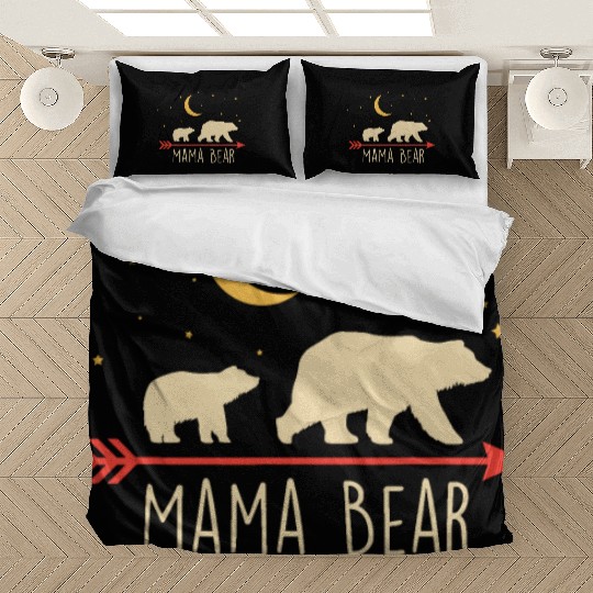 Mama Bear with Cub Moon Stars Mama Bear Bedding Sets