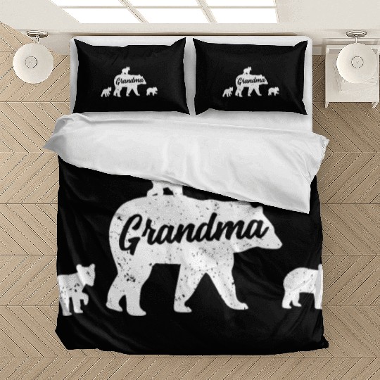 Vintage Grandma Bear 3 Cubs Mother's Day Bedding Sets