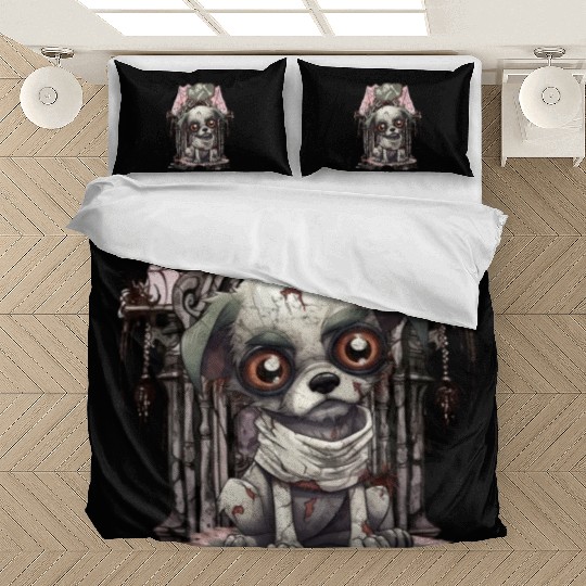 HalloweeChihuahua Mummy Dreaming of Skeleton Bones Bedding Sets