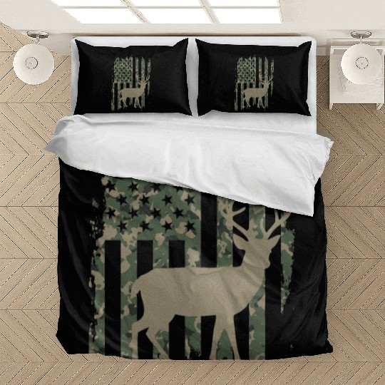 Camo American Flag Deer Bedding Sets