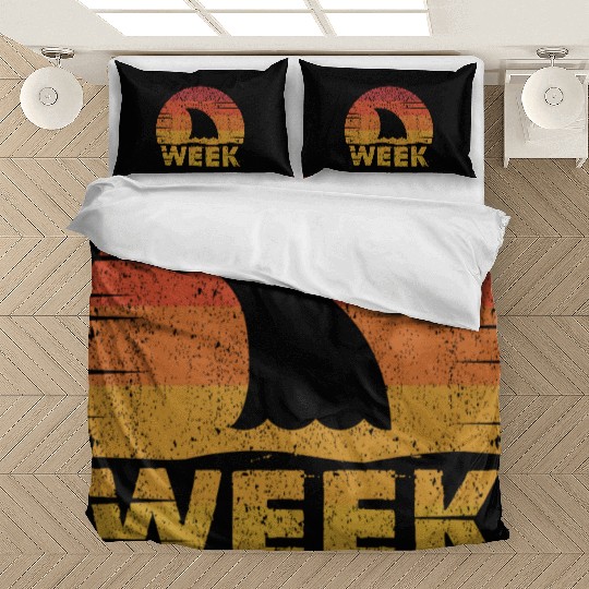 Retro Shark Fin Week Shark Lover Ocean Wildlife Bedding Sets