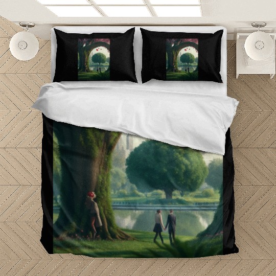 Valentine's day in a park with loved one Bedding Sets