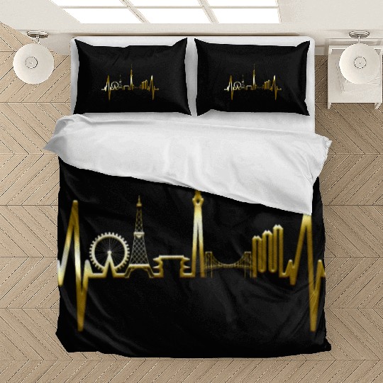 Tokyo Skyline Heartbeat Japanese Heart Love Tokyo Bedding Sets