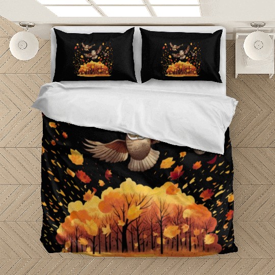 Autumn Owl Nature Leaves Season Bedding Sets