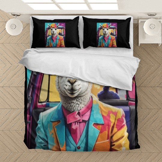 space design llama lover Bedding Sets