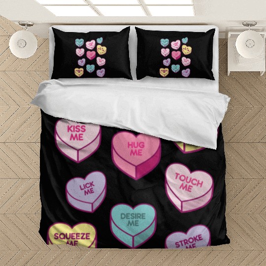Love Me Kiss Me Pleasure Me Candy Hearts Bedding Sets