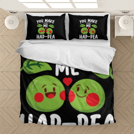 You Make Me Hap-pea for a Husband Wife Bride Bedding Sets