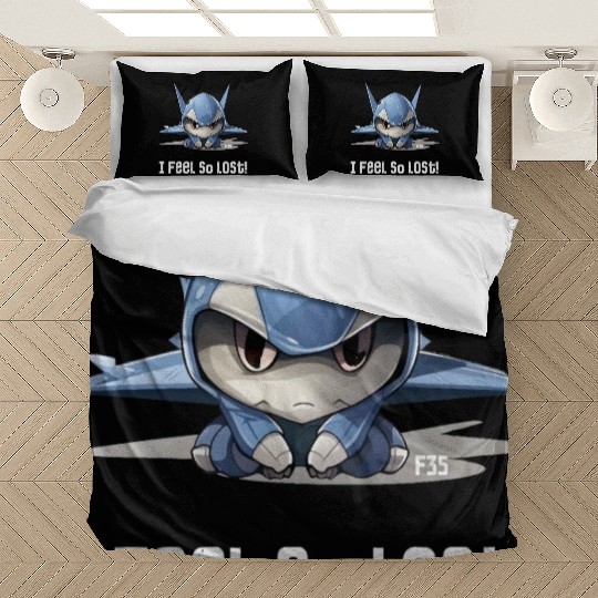 Little Lost Cute F35 Fighter Plane Illustration Bedding Sets