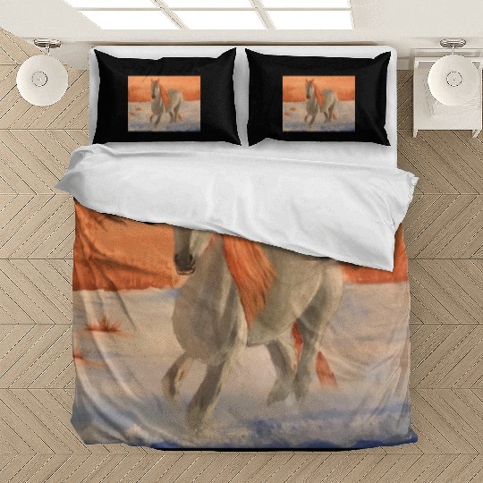 Horse running in the Snow Bedding Sets