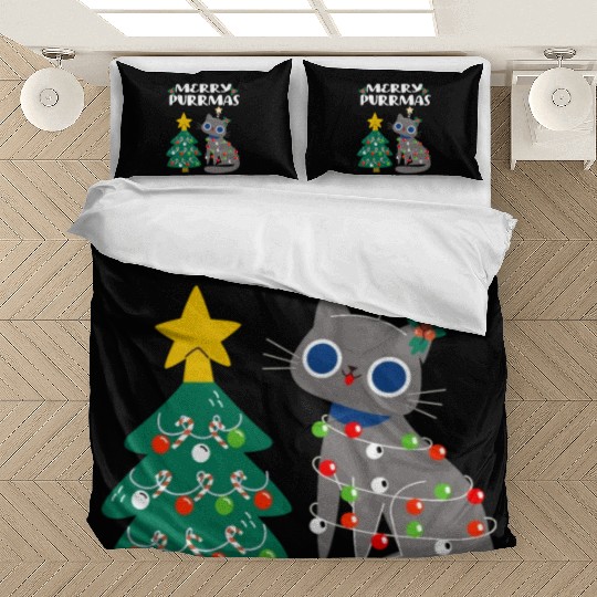 Merry Purrmas - For Christmas Holiday Cat Lovers Bedding Sets