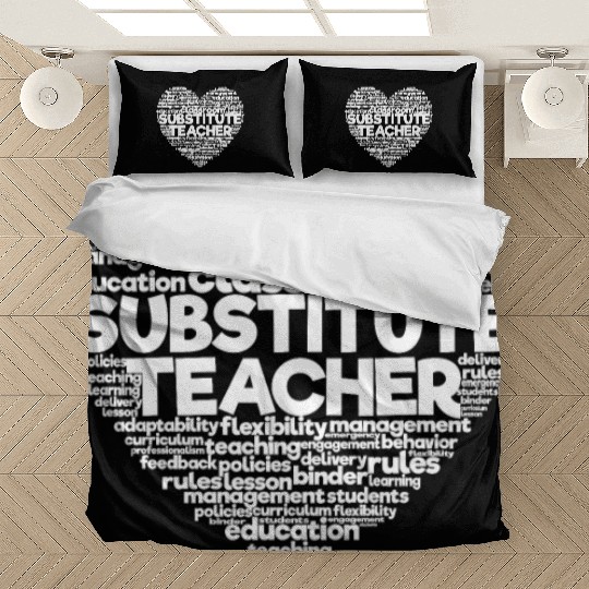 Substitute Teacher Word Cloud Back To School Bedding Sets