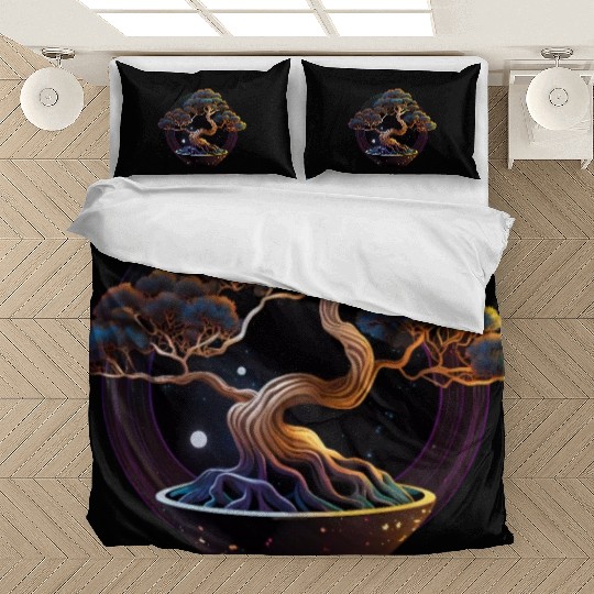 Cosmic Bonsai Tree Zen Japanese Zen Meditation Art Bedding Sets