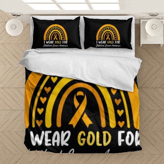 I Wear Gold For Childhood Cancer Awareness Bedding Sets