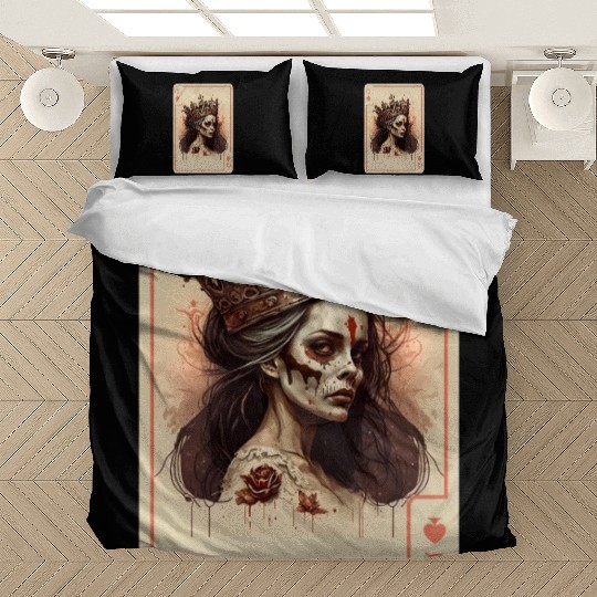 Poker Cards Queen of Spades Creepy Gothic Bedding Sets