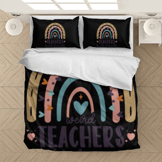 Weird Teachers Build Character Leopard Rainbow Bedding Sets