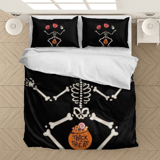 Trick Or Treat Funny Skeleton Pumpkins Halloween Bedding Sets