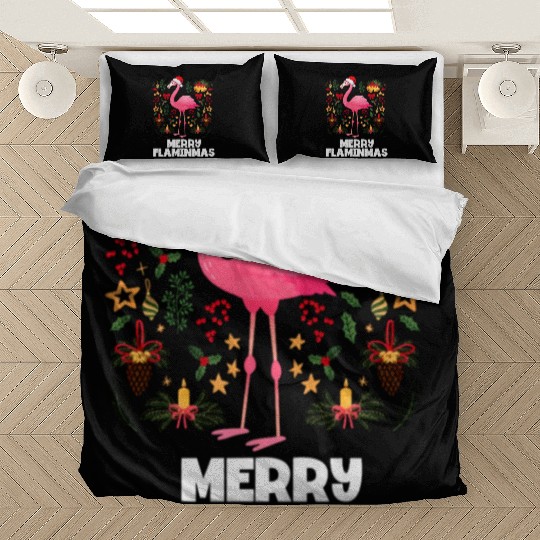 i'm a pink flamingo lover christmas season merry f Bedding Sets