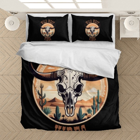 Vintage Cow Skull Wild West Vibes Bedding Sets