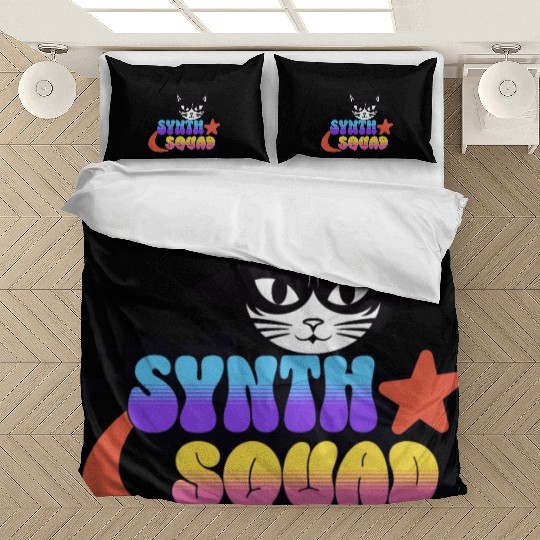 Cool Cat A Retro Synth Squad Adventure in Yellow Bedding Sets