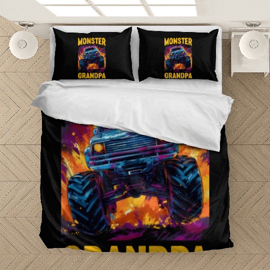 Monster Truck Grandpa Monster Grandad Retro Bedding Sets