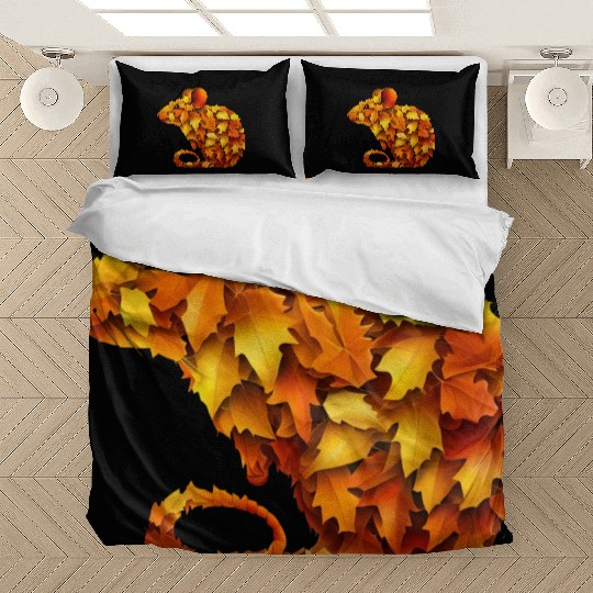 Cute mouse made of colorful autumn leaves Bedding Sets