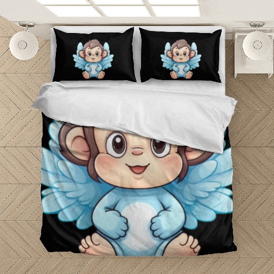 monkey chimpanzee angel wings cute kawaii Bedding Sets