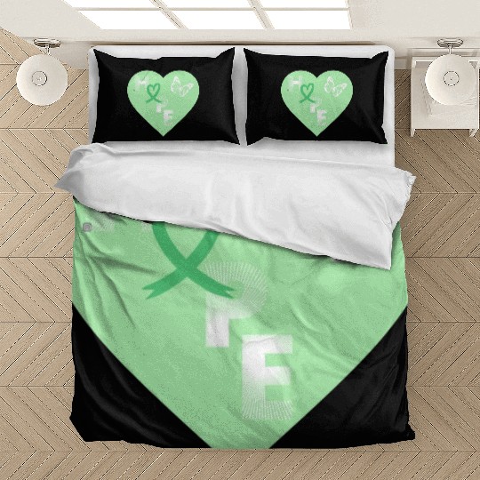 Liver Cancer Hope & Butterfly Heart Green/White Bedding Sets