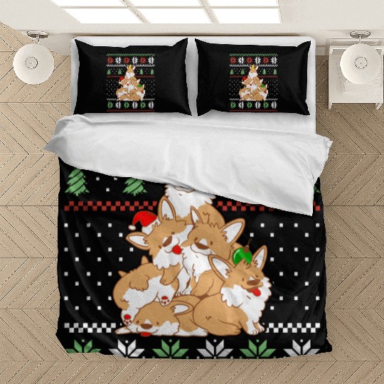 Corgi Dog Christmas Tree Animals Lover Xmas Bedding Sets