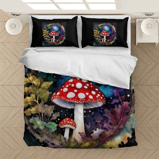 Mushrooms with Oak Leaves Bedding Sets