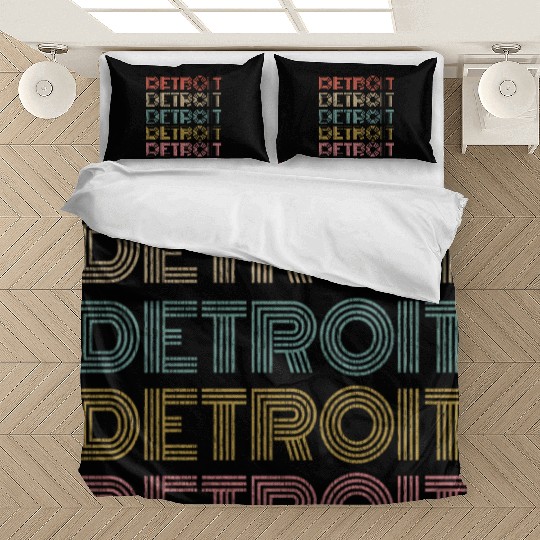 Vintage Retro Detroit Michigan Bedding Sets 70s 80s Style