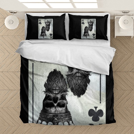 Gothic Card Game Clubs King Creepy Bedding Sets