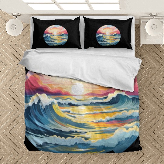 Beautiful Pink Sea And Cloud Landscape Bedding Sets