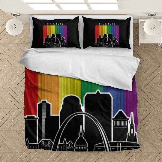 St. Louis Missouri Rainbow Flag LGBTQAI Pride Bedding Sets
