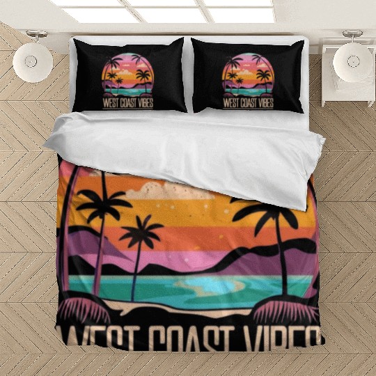 Tranquil beach at sunset West Coast Vibes Bedding Sets