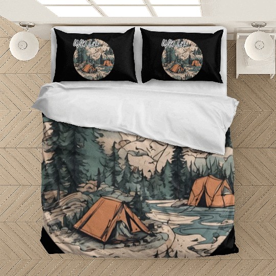Wild Life / Forest / Camping / Tent / Tree / River Bedding Sets