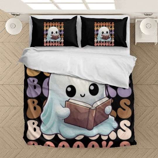 Cute Ghost Reading Books | Booooks | Funny Bedding Sets