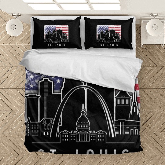 St. Louis Missouri American Flag Vintage Bedding Sets