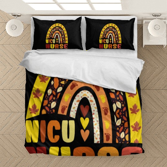 Rainbow Autumn NICU Nurse Maple Leaf Fall Vibes Bedding Sets