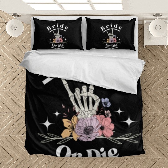 Bride Or Die Skeleton Hand Gothic Bachelorette Bedding Sets