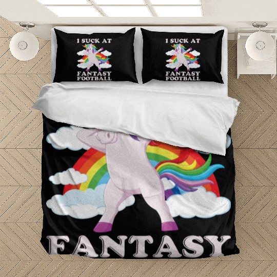 I suck at fantasy football dabbing unicorn funny Bedding Sets